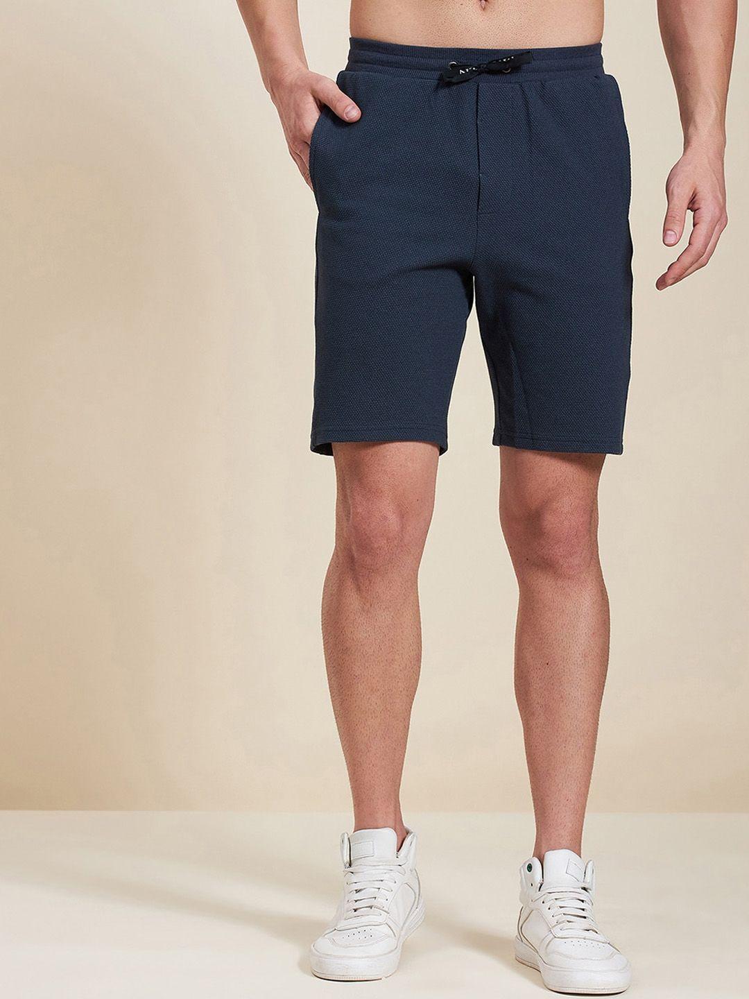 mascln sassafras men navy blue high-rise sports shorts