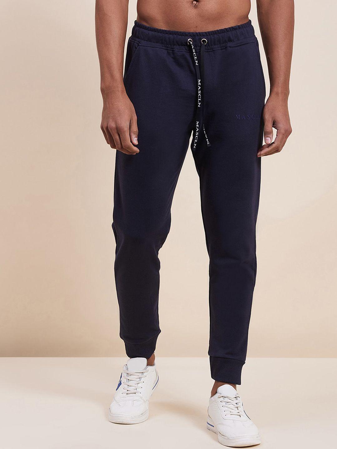 mascln sassafras men navy blue solid joggers