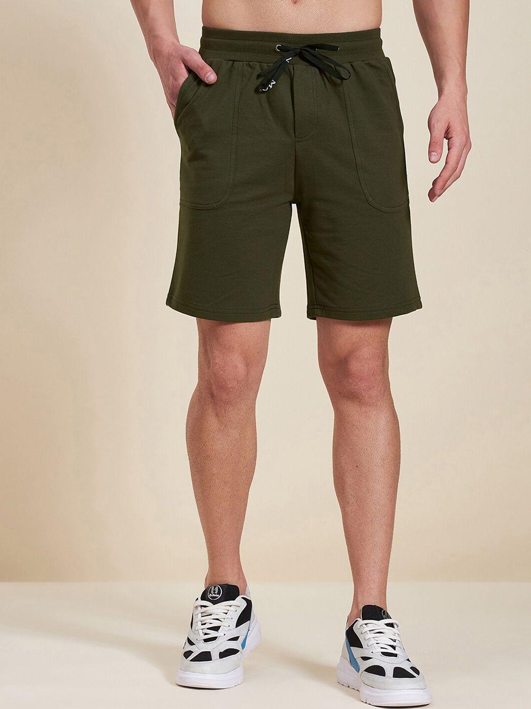 mascln sassafras men olive green low-rise sports shorts