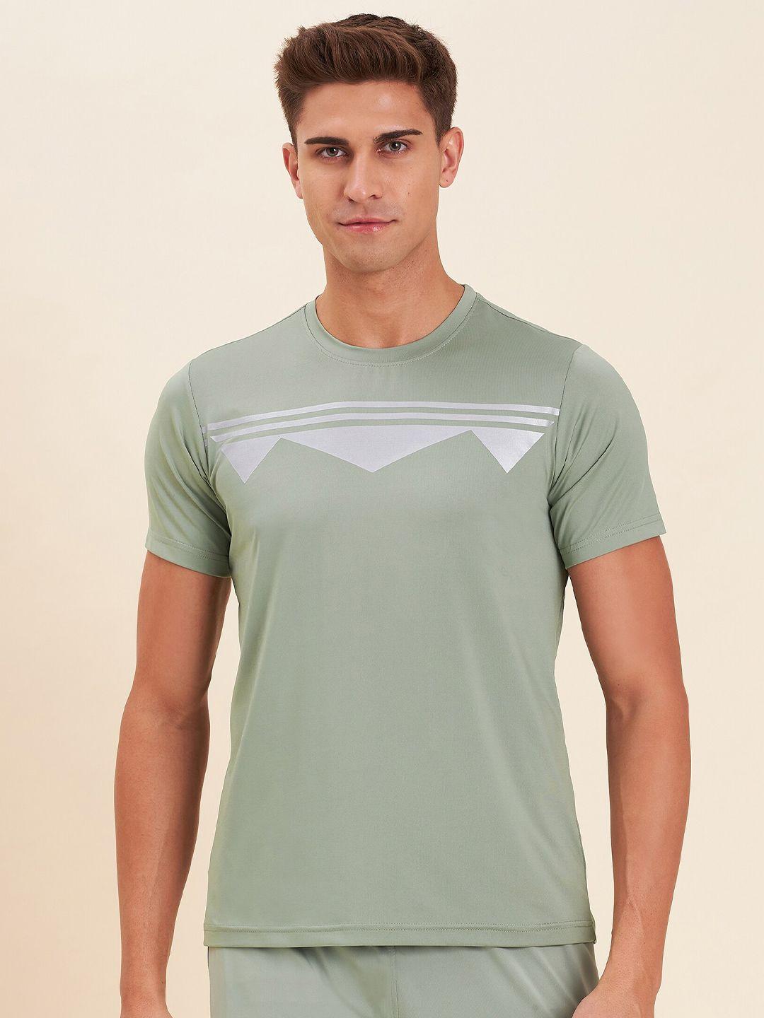 mascln sassafras men olive green printed training t-shirt