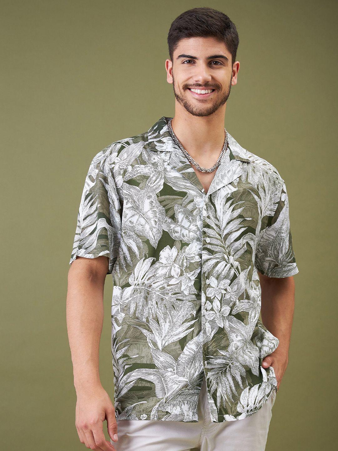 mascln sassafras relaxed tropical printed cuban collar casual shirt