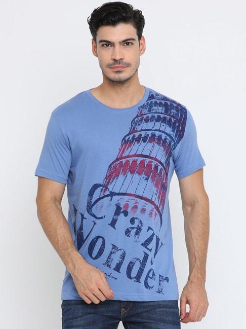 masculino latino blue cotton regular fit printed t-shirt