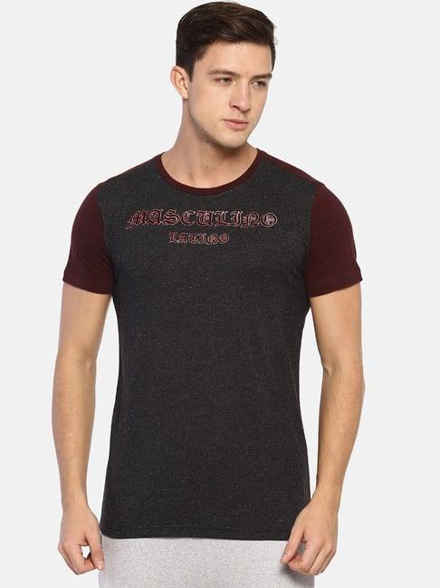 masculino latino black cotton regular fit heathered t-shirt