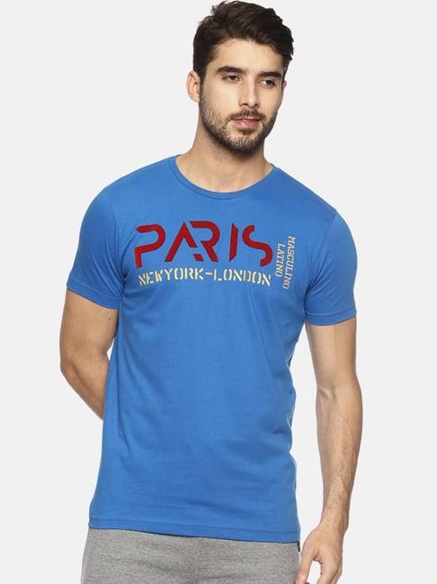 masculino latino blue cotton regular fit printed t-shirt