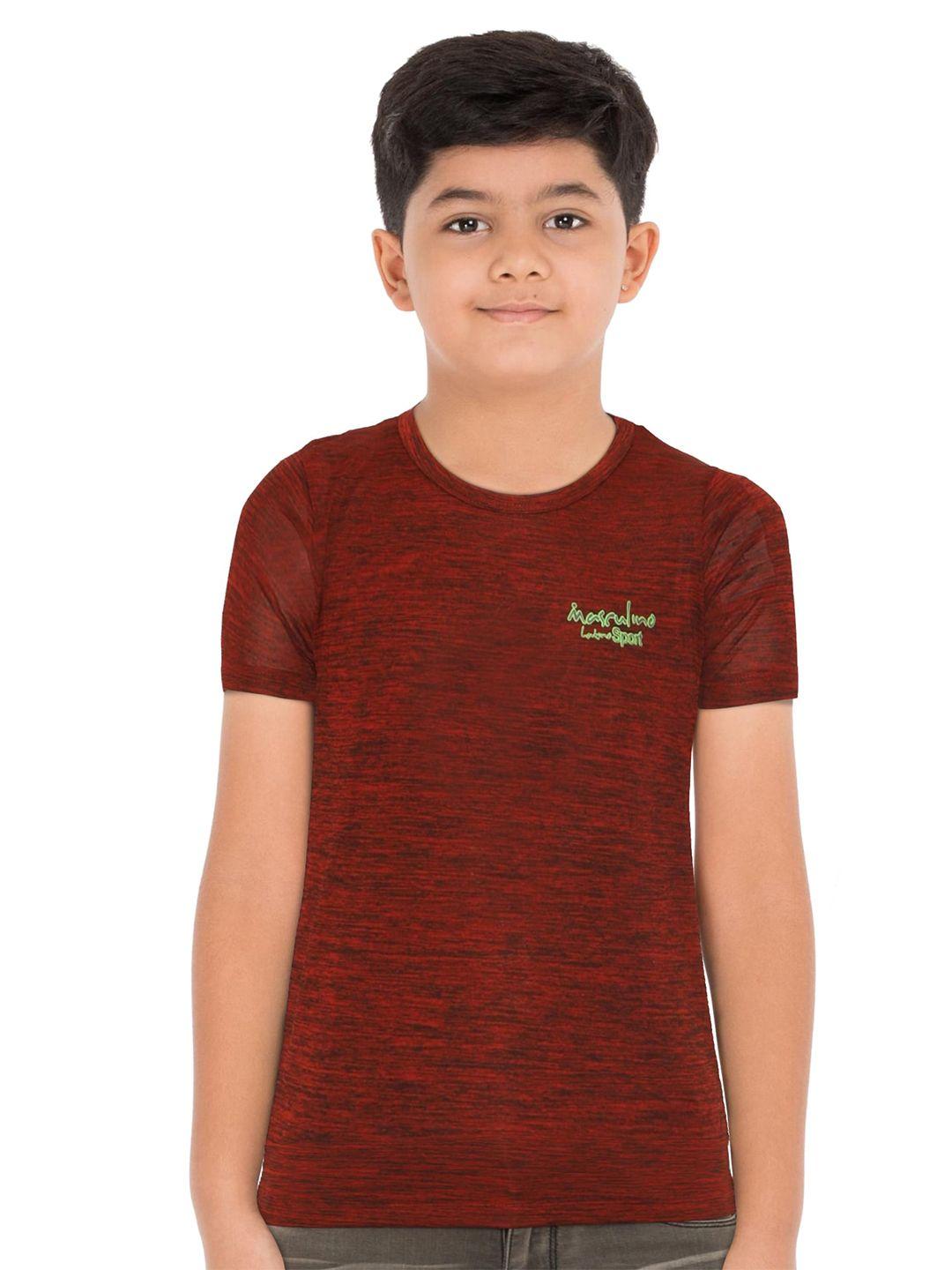 masculino latino boys maroon brand logo t-shirt