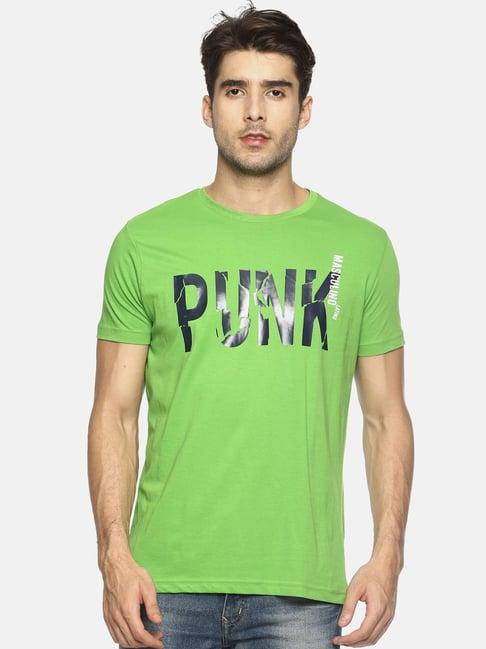 masculino latino green cotton regular fit printed t-shirt