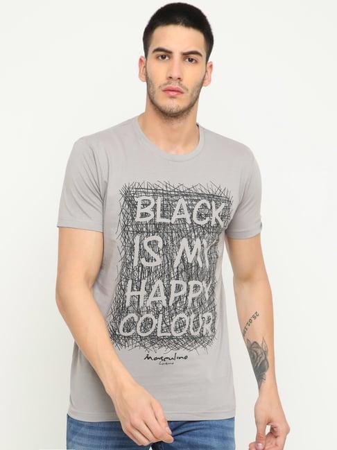 masculino latino grey cotton regular fit printed t-shirt