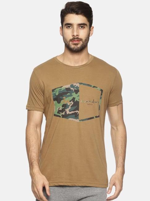 masculino latino khaki cotton regular fit printed t-shirt