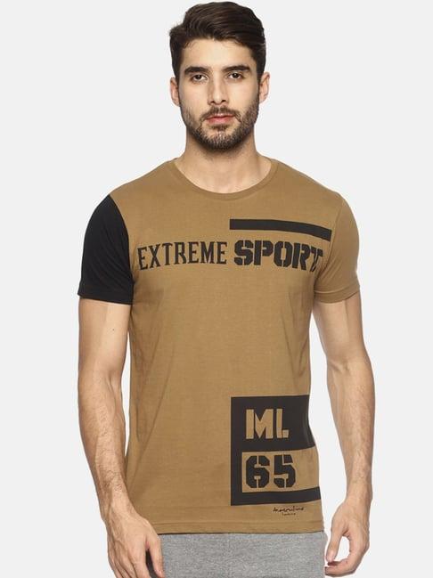 masculino latino khaki cotton regular fit printed t-shirt