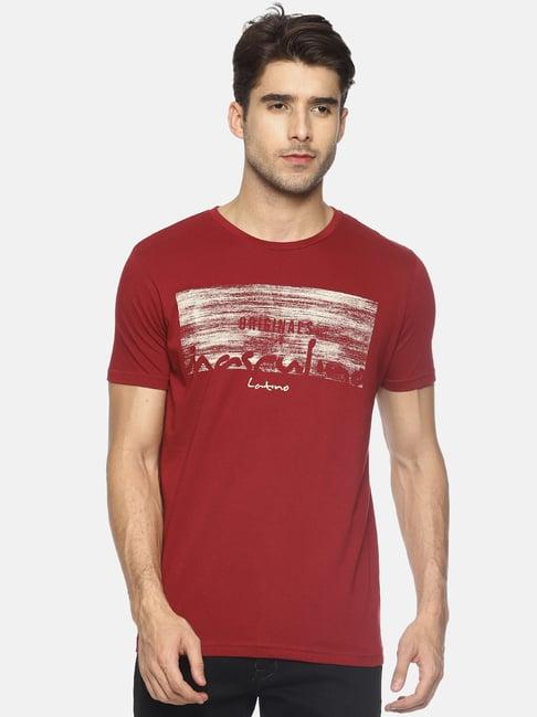 masculino latino maroon cotton regular fit printed t-shirt