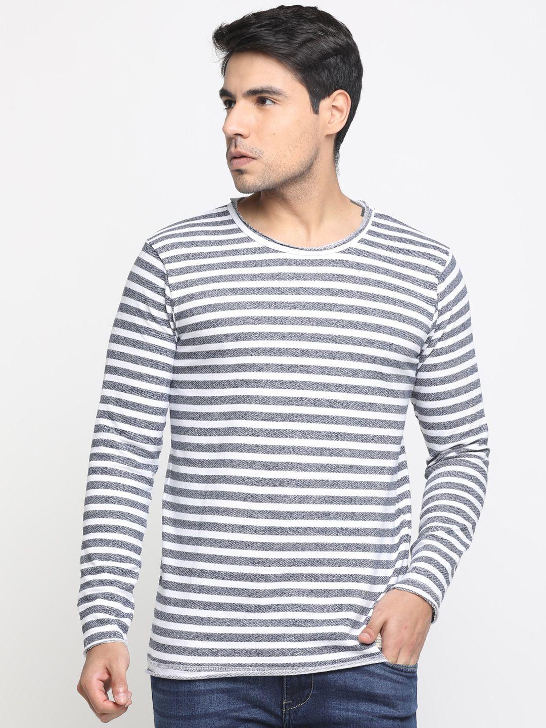 masculino latino men grey melange striped round neck t-shirt
