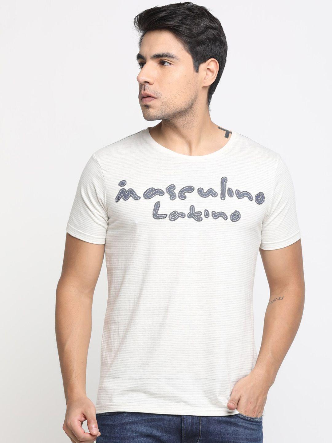 masculino latino men off white cotton typography printed t-shirt