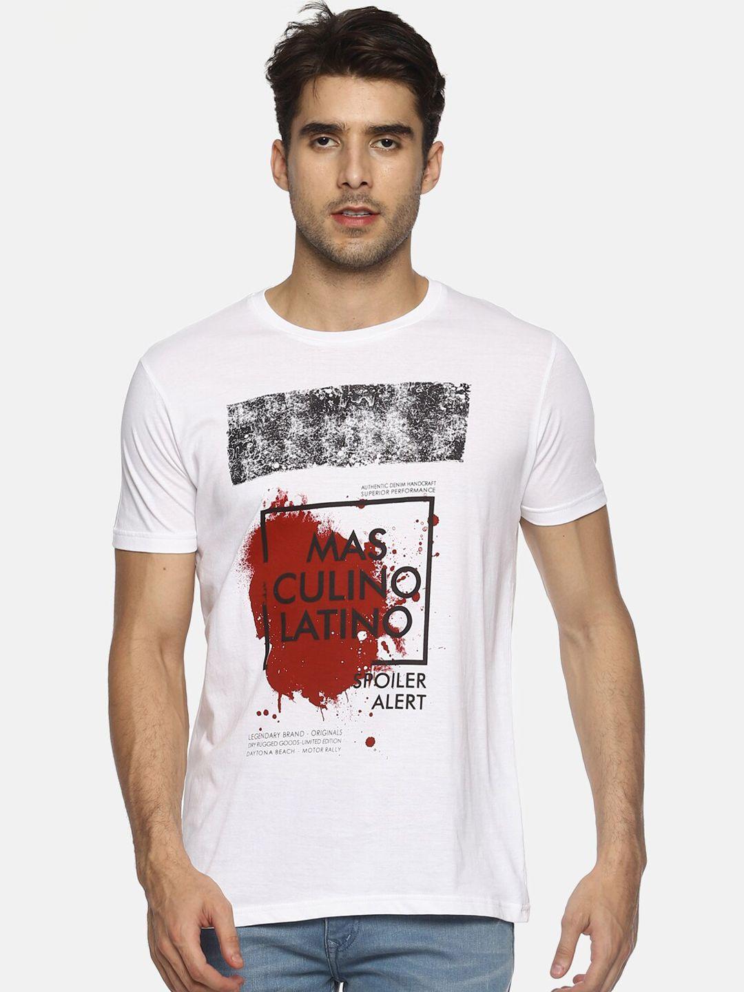 masculino latino men white printed pure cotton t-shirt