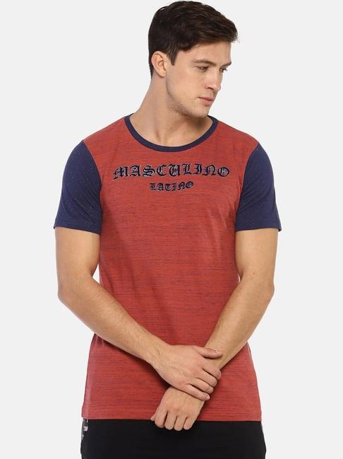 masculino latino orange cotton regular fit heathered t-shirt