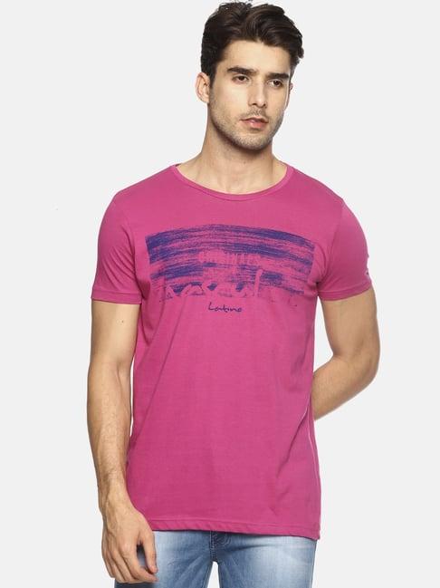 masculino latino pink cotton regular fit printed t-shirt