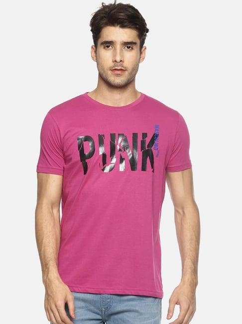 masculino latino pink cotton regular fit printed t-shirt