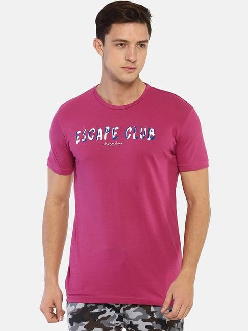 masculino latino pink cotton regular fit printed t-shirt