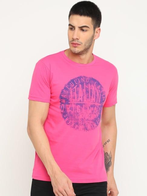 masculino latino pink cotton regular fit printed t-shirt