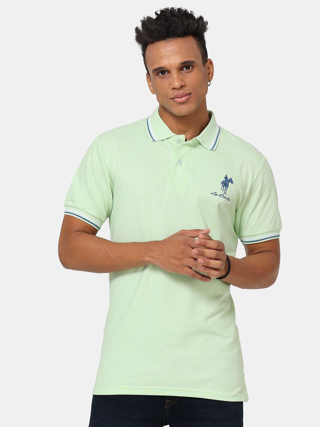 masculino latino plus men green polo collar bio finish applique t-shirt