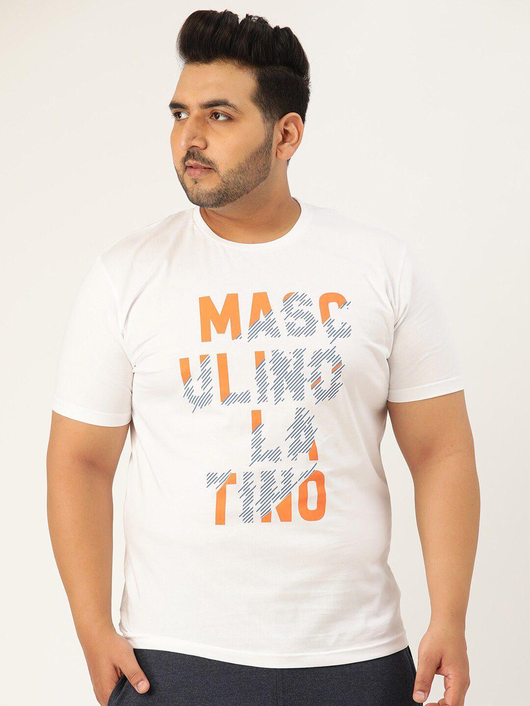 masculino latino plus men white typography printed applique t-shirt