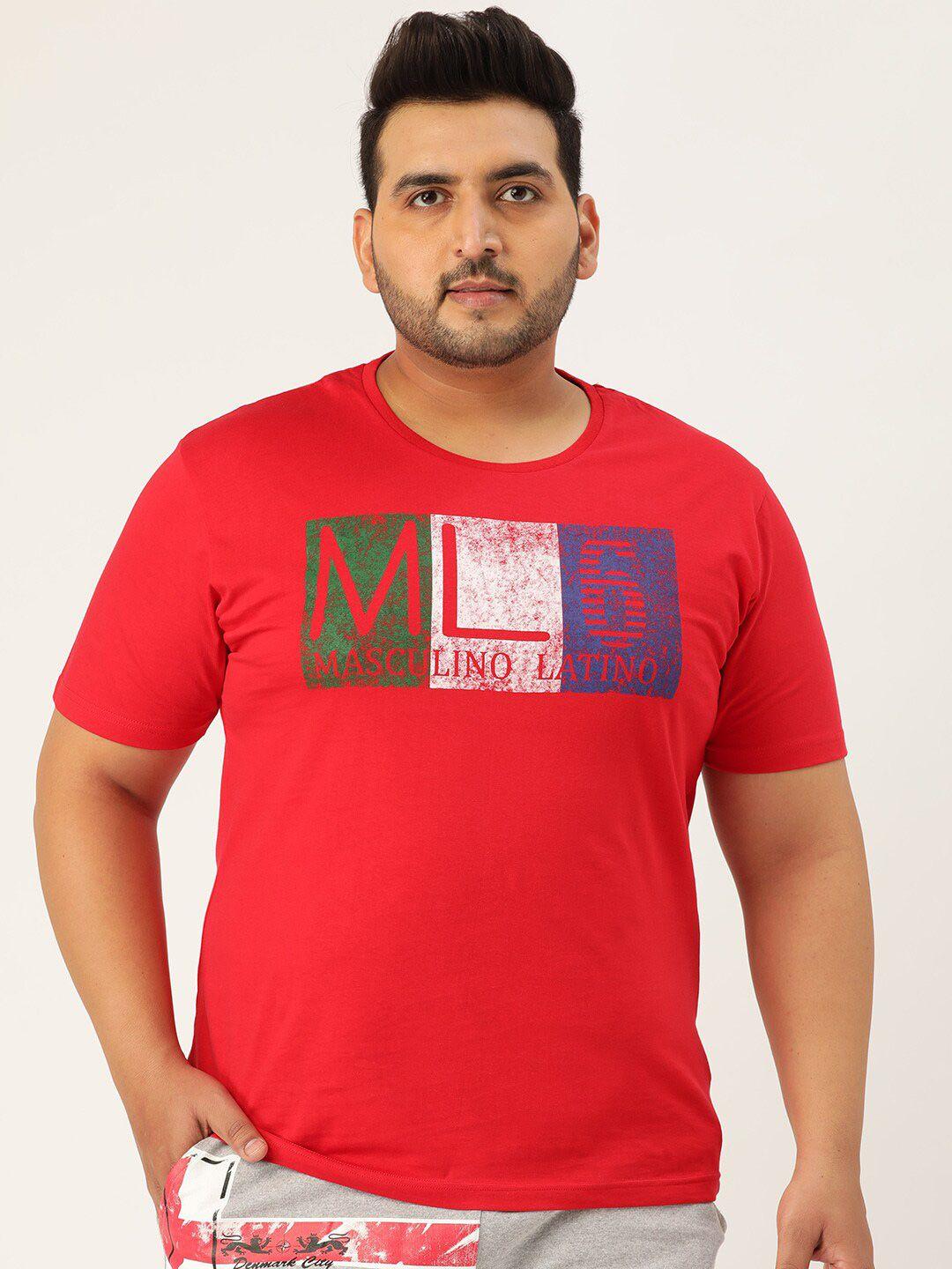 masculino latino plus size men red typography printed t-shirt