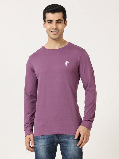masculino latino purple cotton regular fit t-shirt