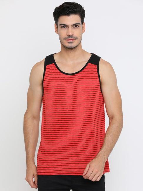 masculino latino red cotton regular fit striped tank tee