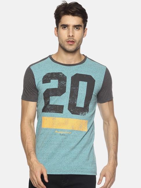 masculino latino sky blue cotton regular fit printed t-shirt