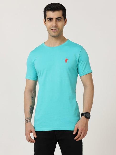 masculino latino turquoise cotton regular fit t-shirt