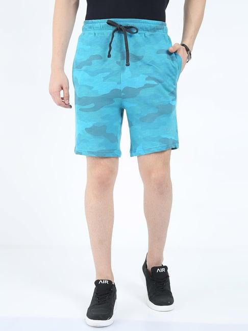 masculino latino turquoise regular fit camo print shorts