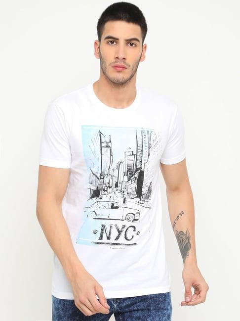 masculino latino white cotton regular fit printed t-shirt