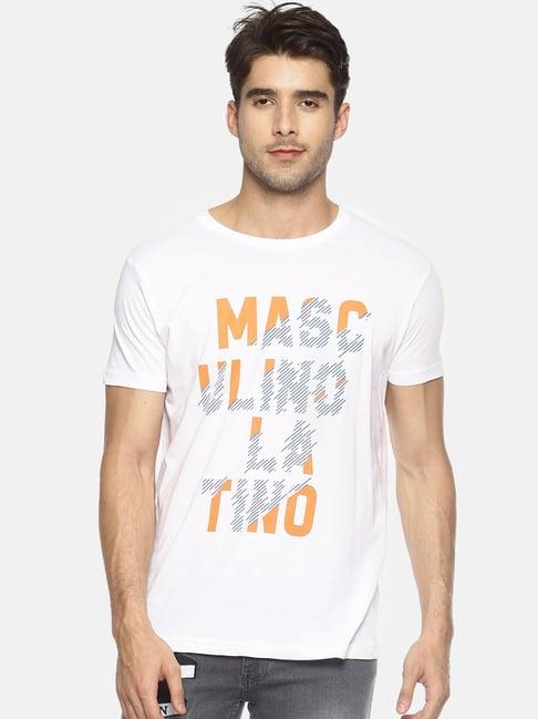 masculino latino white cotton regular fit printed t-shirt