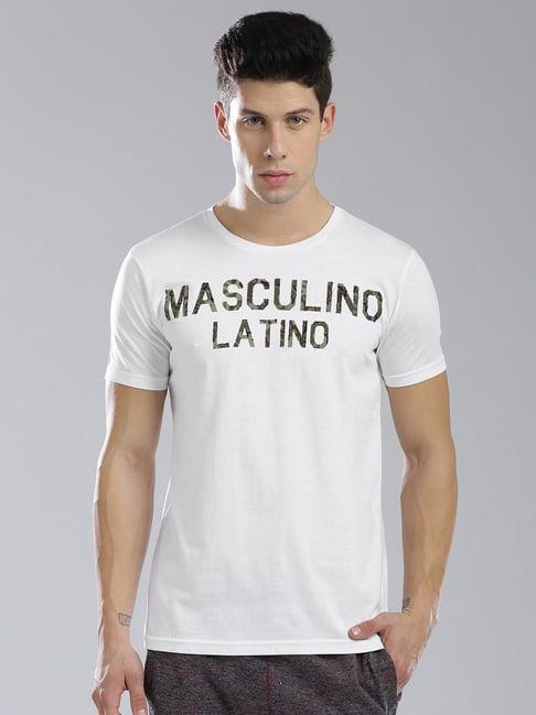 masculino latino white cotton regular fit printed t-shirt