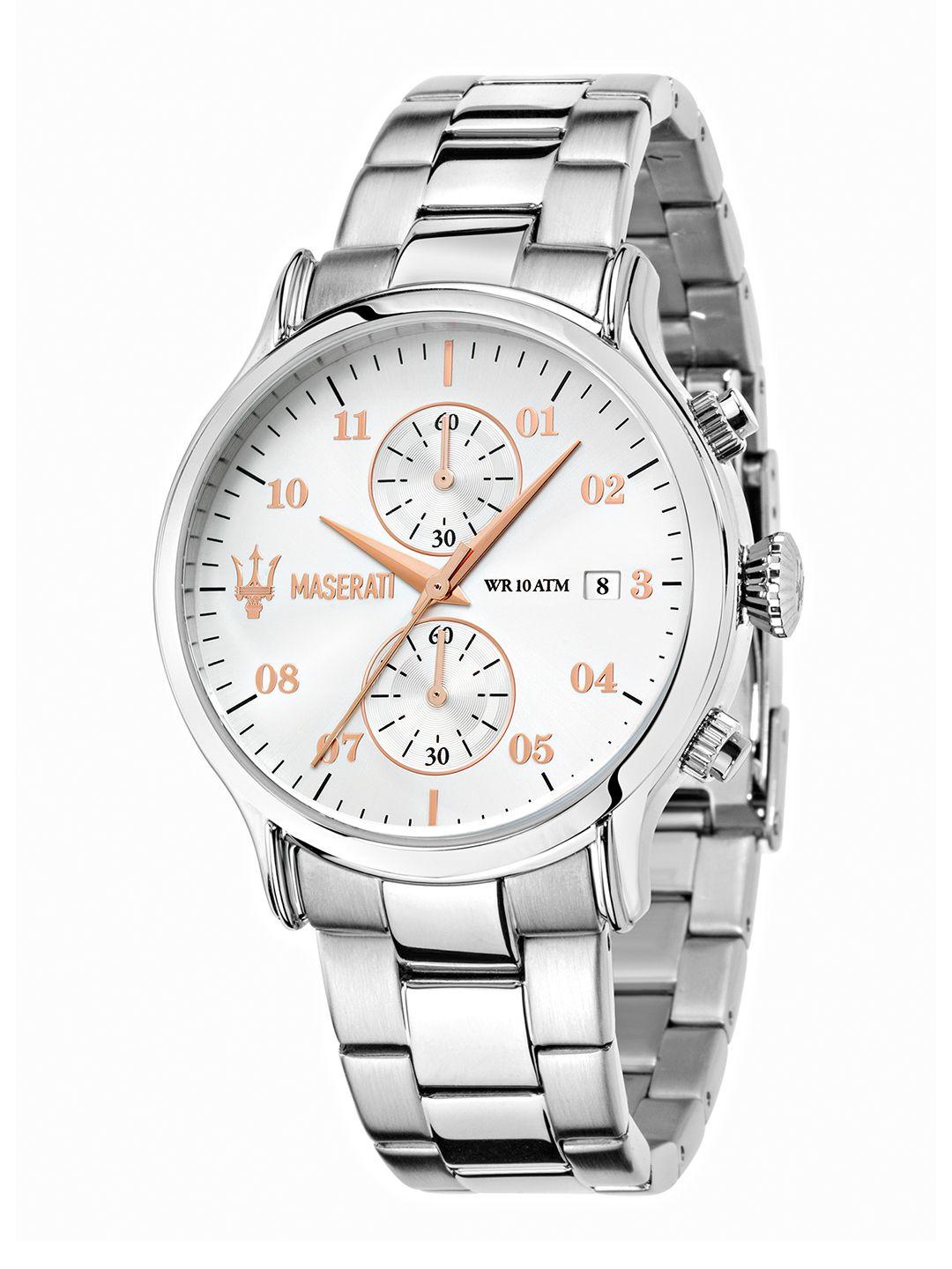 maserati men white analogue watch