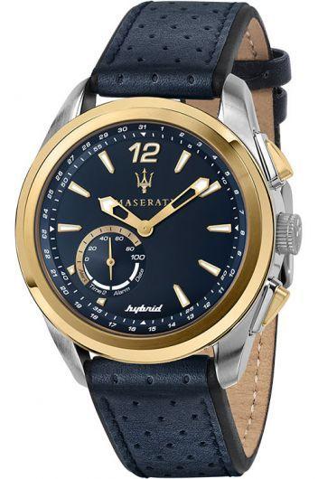 maserati sport blue dial quartz watch with leather strap for men - r8851112002