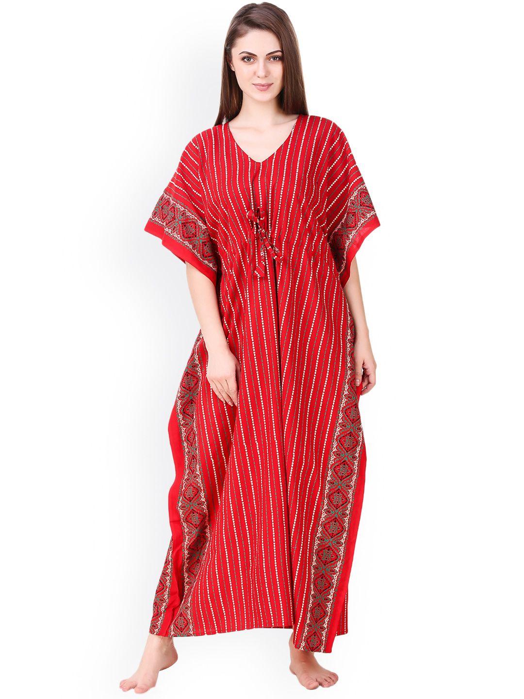 masha red printed kaftan maxi nightdress nt-a-175-926