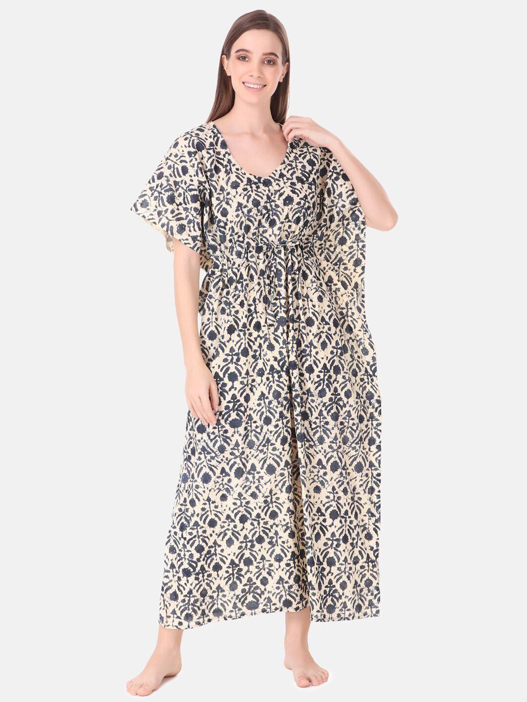 masha black printed maxi kaftan nightdress