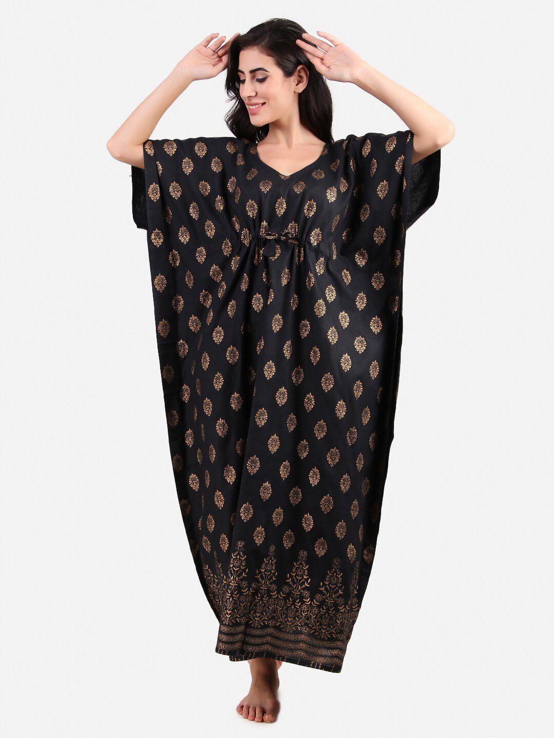 masha black printed maxi nightdress