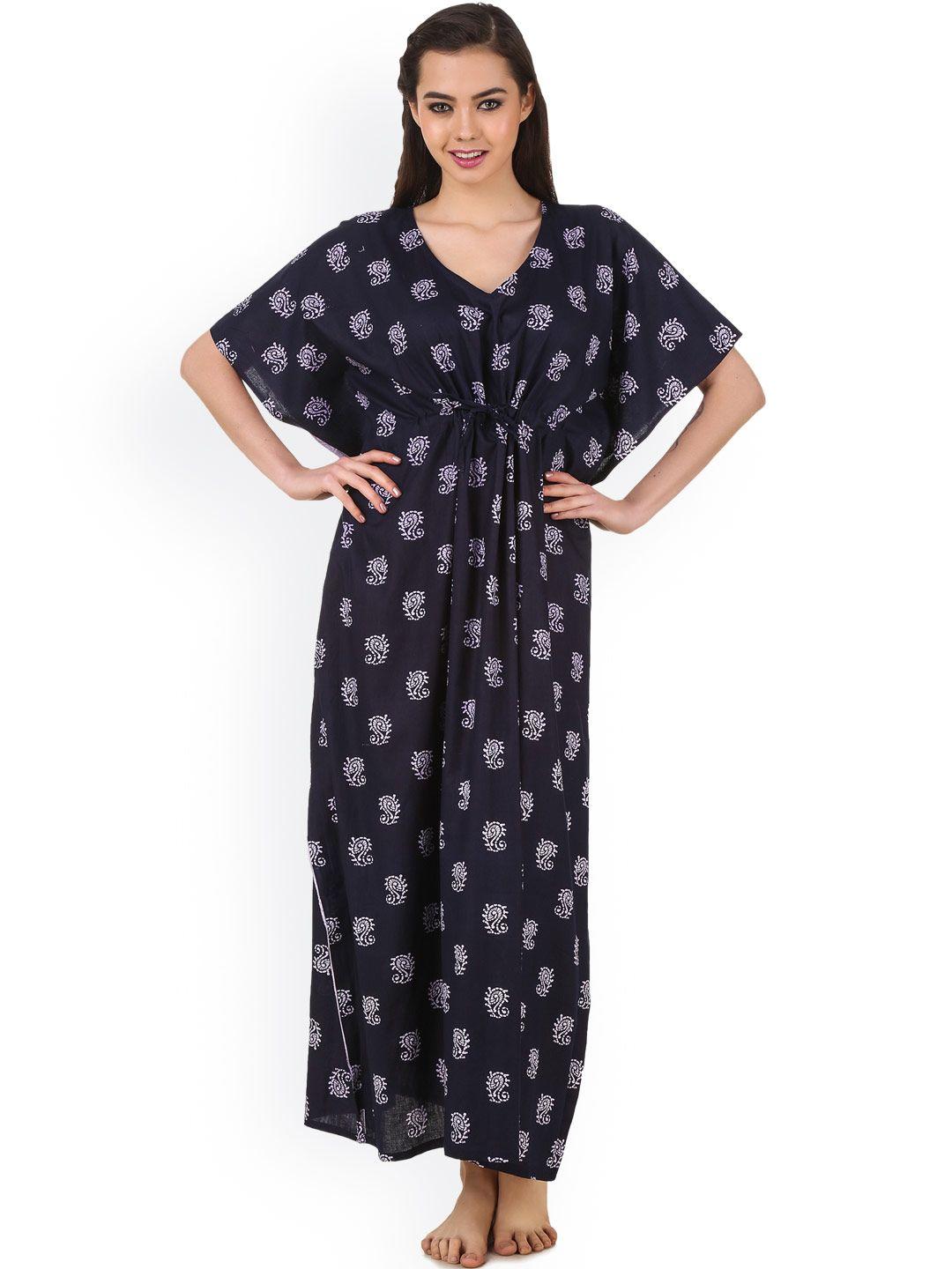 masha blue paisley print maxi nightdress nt-a65-615