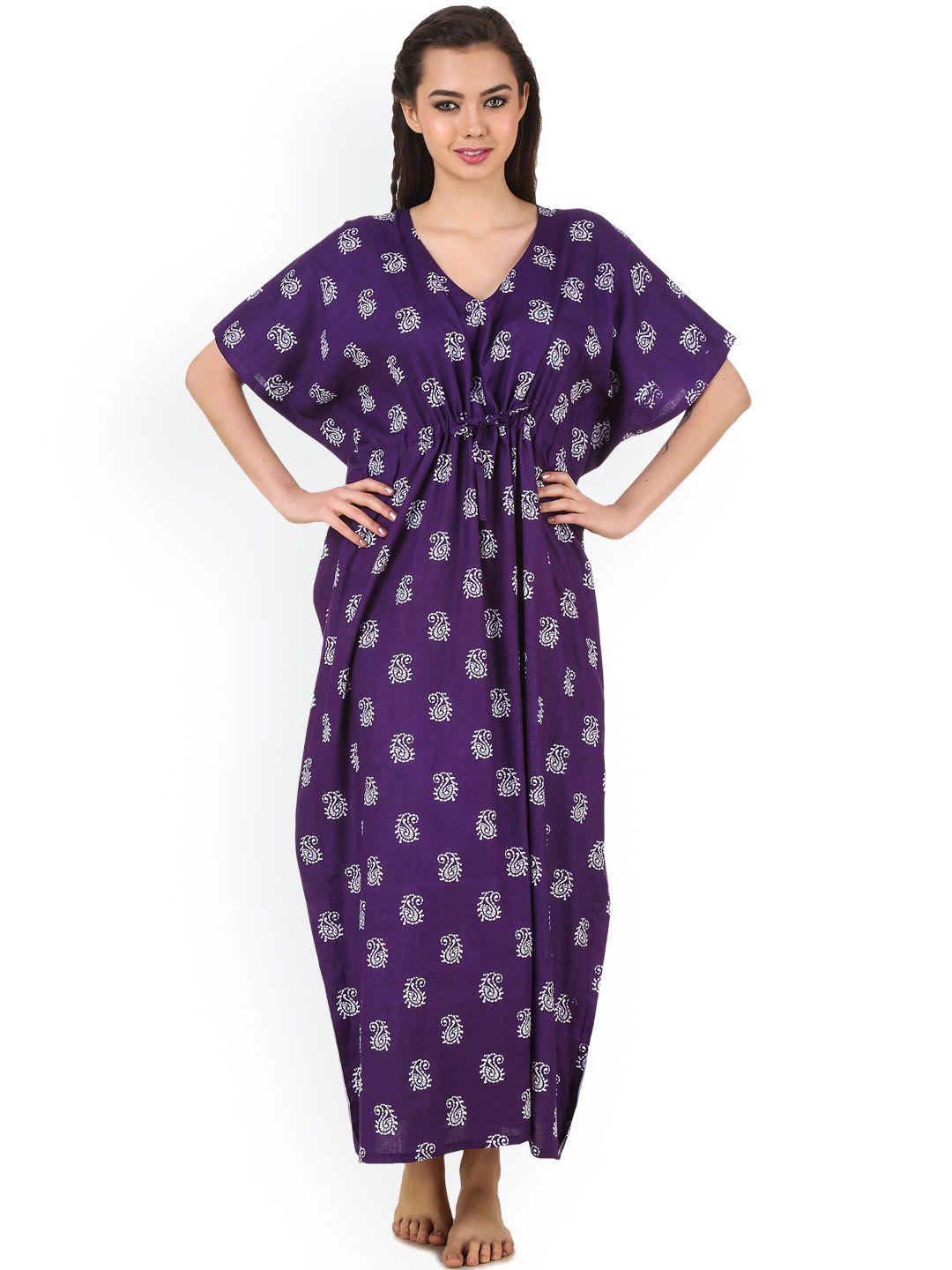 masha purple paisley print maxi nightdress nt-a65-617