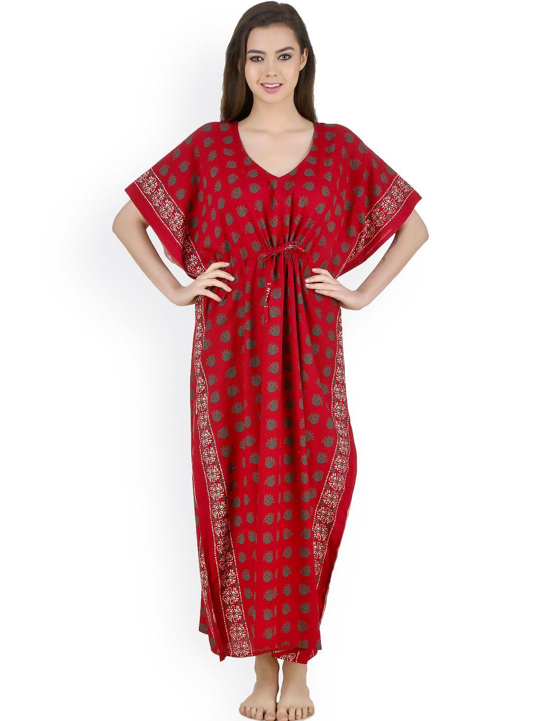masha red printed kaftan maxi nightdress nt-a63-602