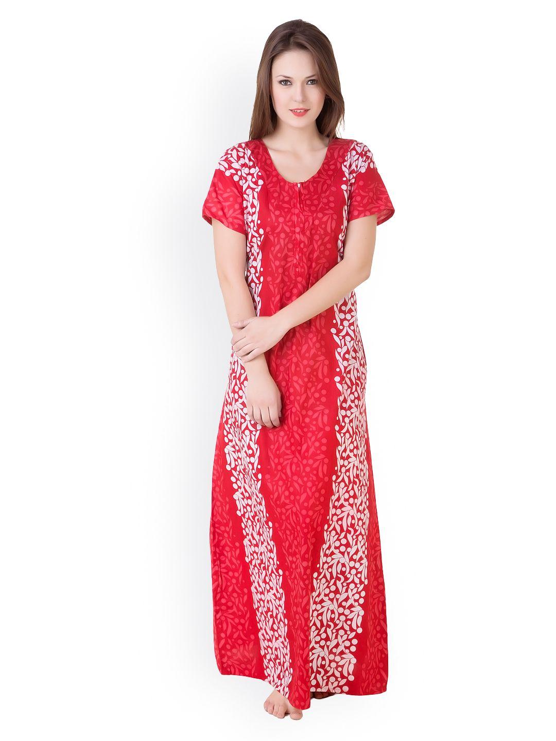 masha red printed maxi nightdress nt48-166