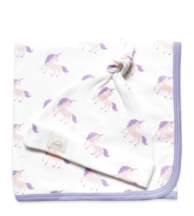 masilo purple snuggle bundle - unicorn magic (1 top knot cap and 1 blanket)