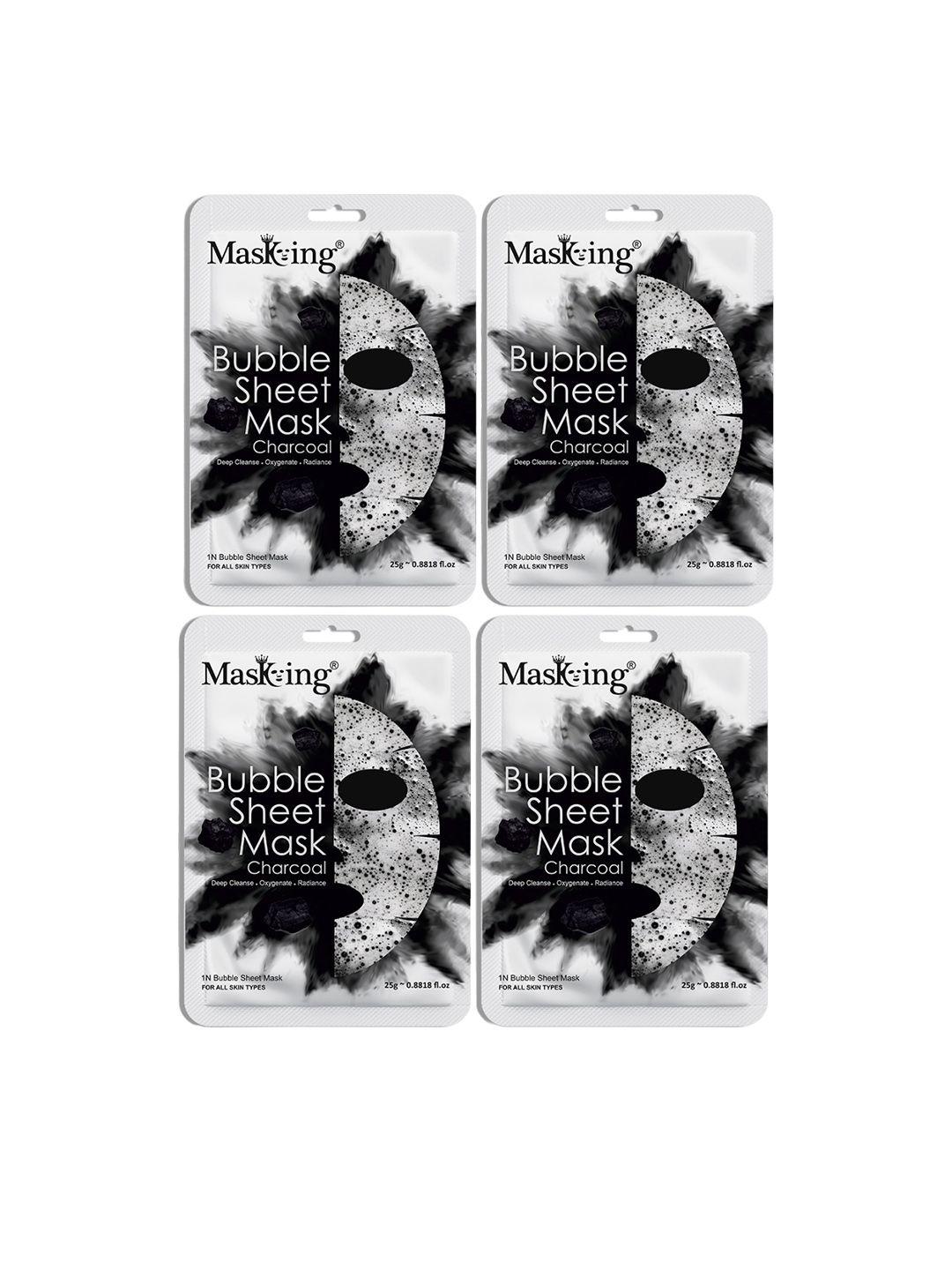 masking pack of 4 bubble charcoal facial sheet masks