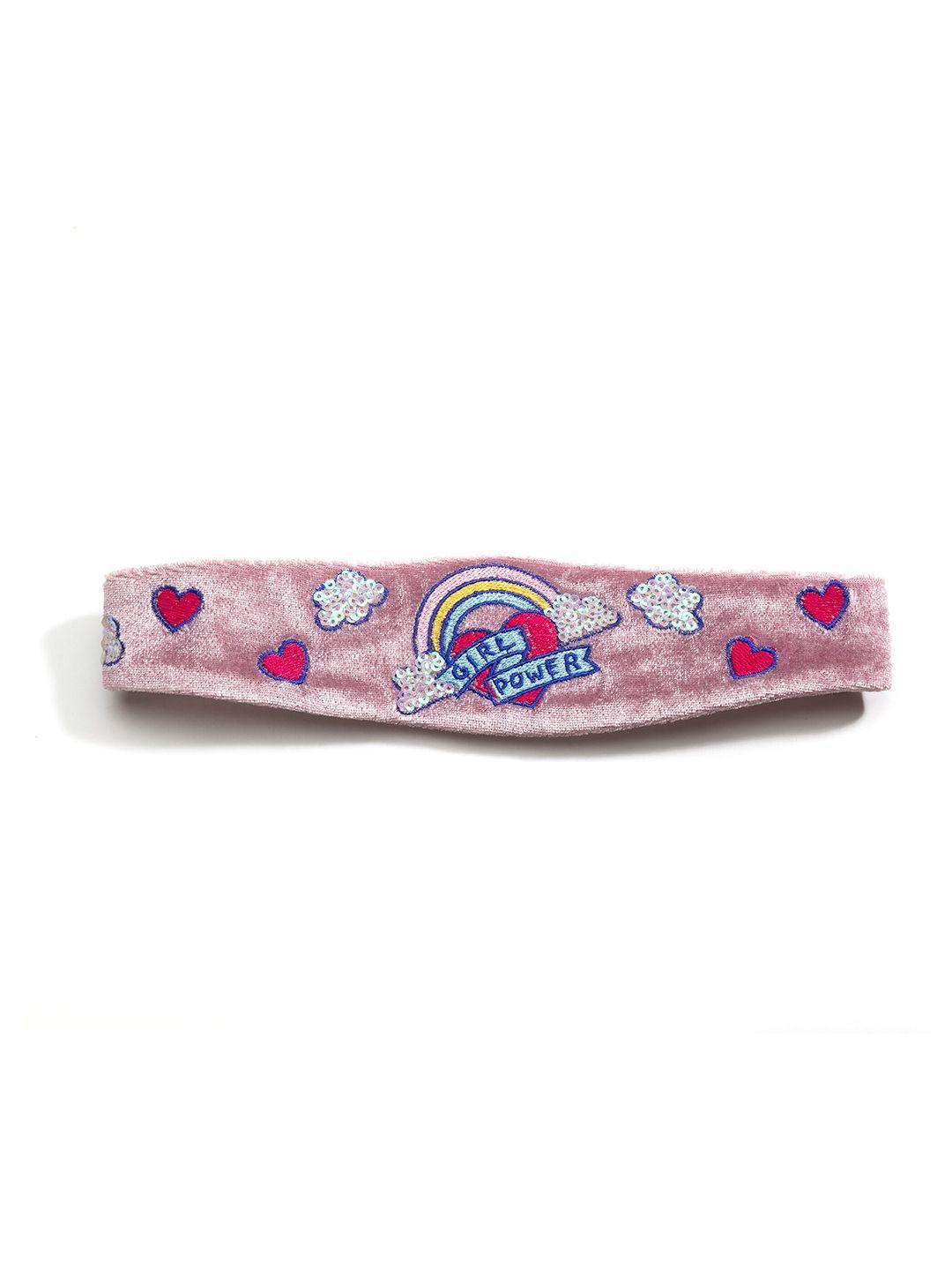 masq girls pink set of 3 hairband & ponytail holder with face mask