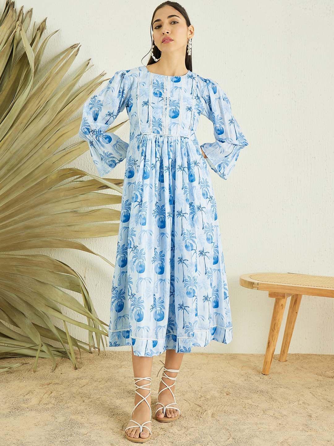 masstani by inddus  floral printed flared midi