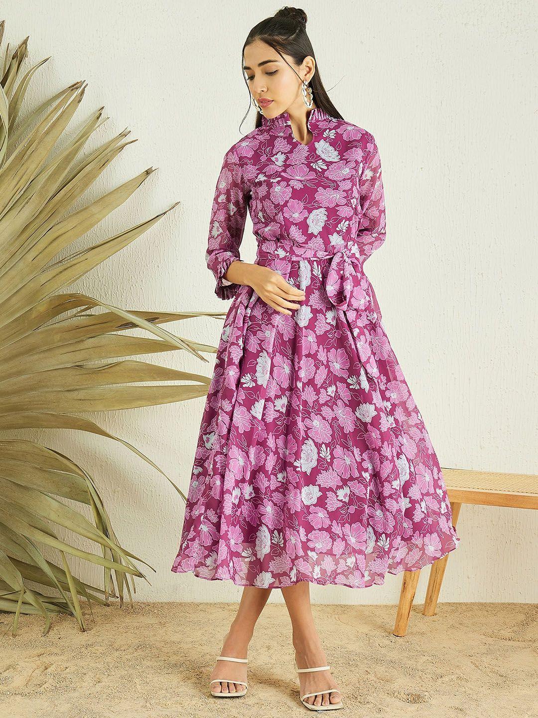 masstani by inddus  floral printed tie up dress