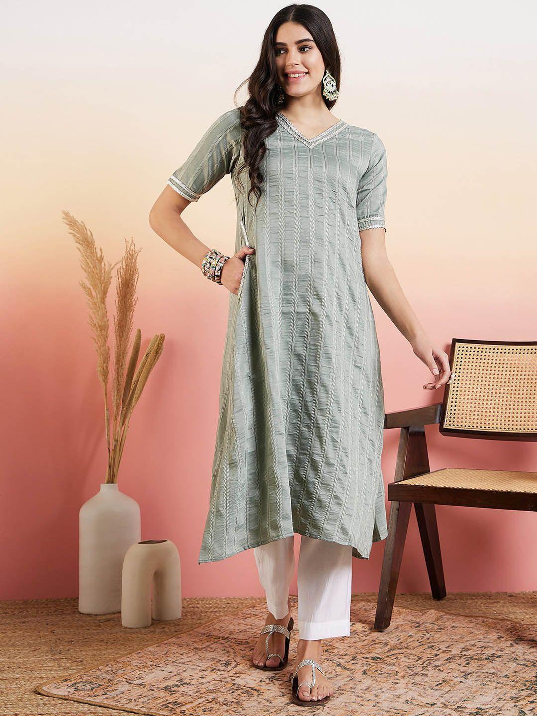 masstani by inddus cotton jacquard a line kurta