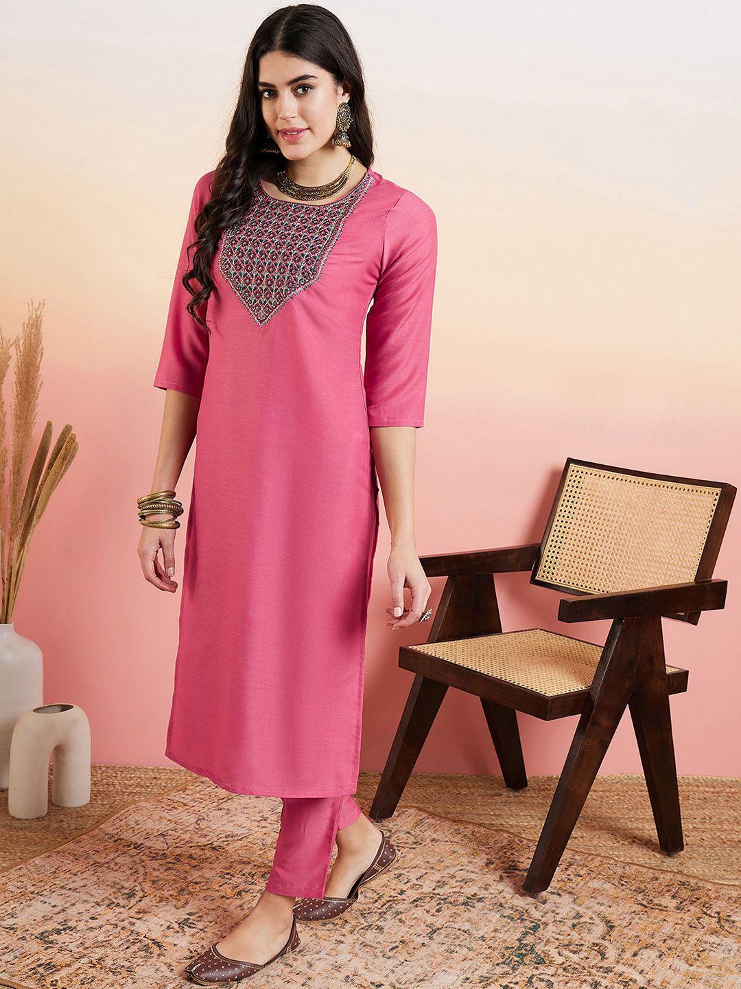 masstani by inddus ethnic motifs embroidered regular kurta with trousers