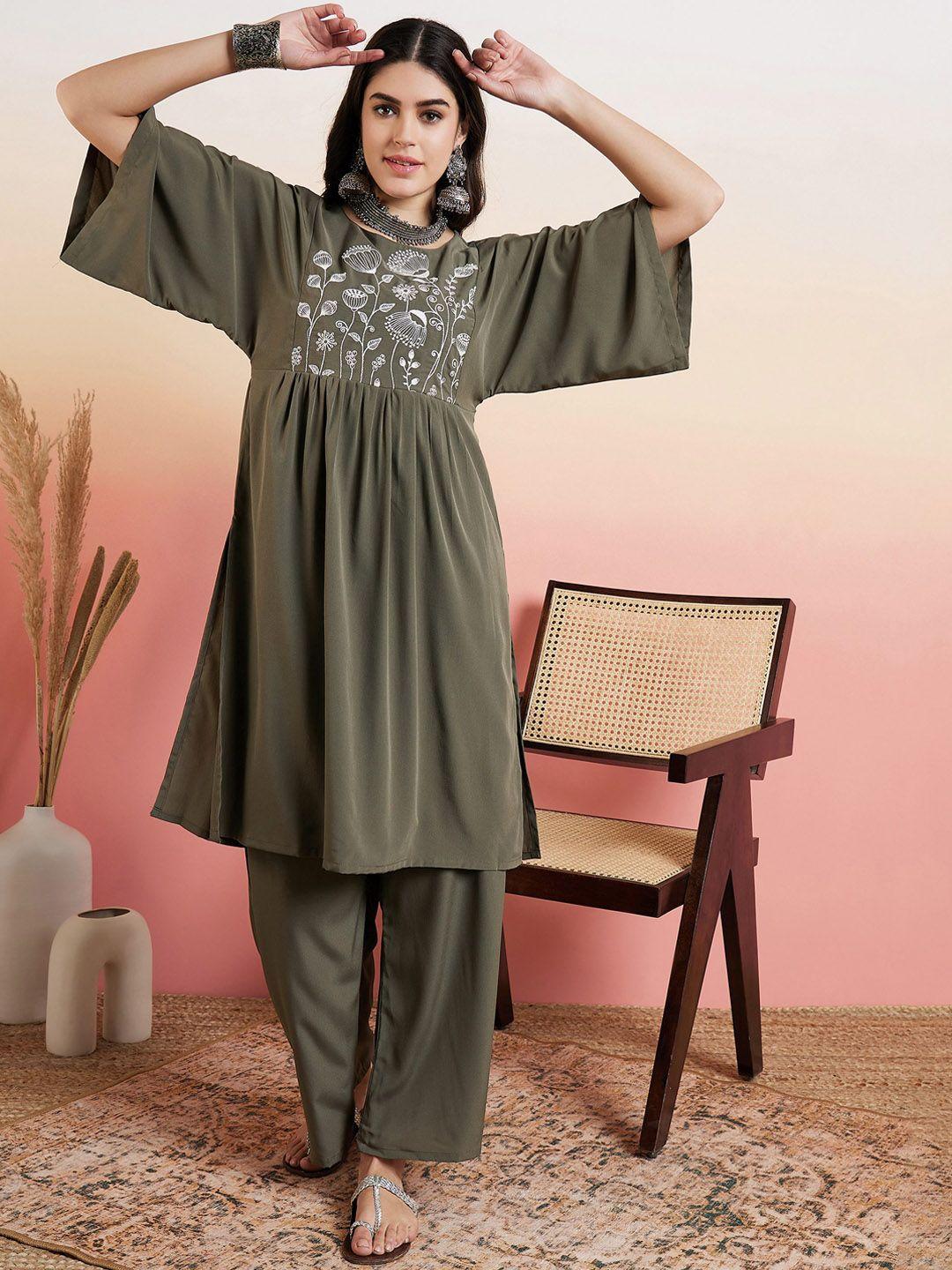 masstani by inddus floral empire yoke design thread work kurta with palazzos